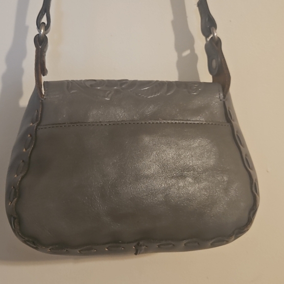 Patricia Nash Rose Tooled Micaela Baguette Gray Crossbody Shoulder Bag- Rare - Picture 5 of 12